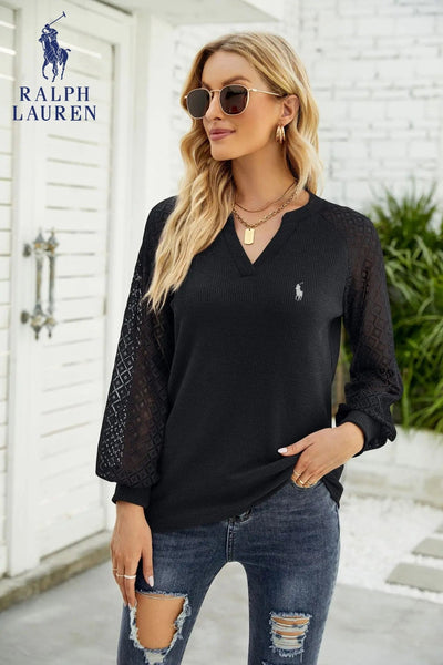 RL – Lace Sleeve Knit Top