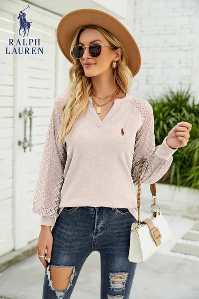RL – Lace Sleeve Knit Top