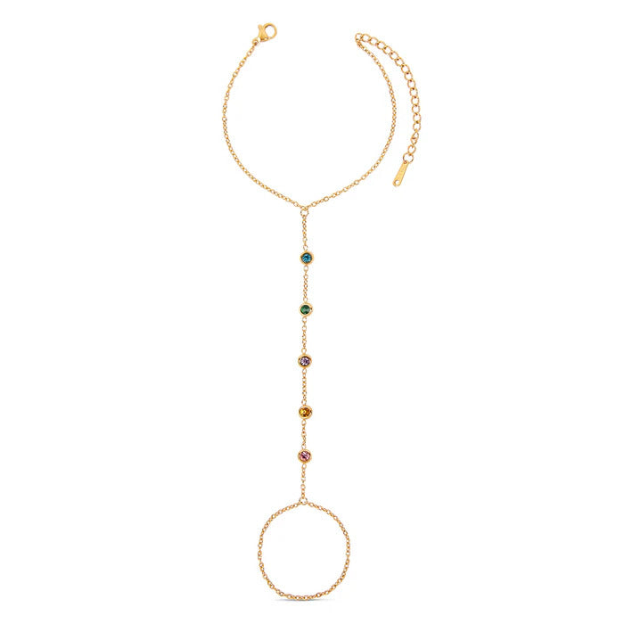 Multicolor Gemstone Hand Chain - GOLD