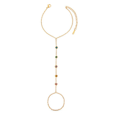 Multicolor Gemstone Hand Chain - GOLD