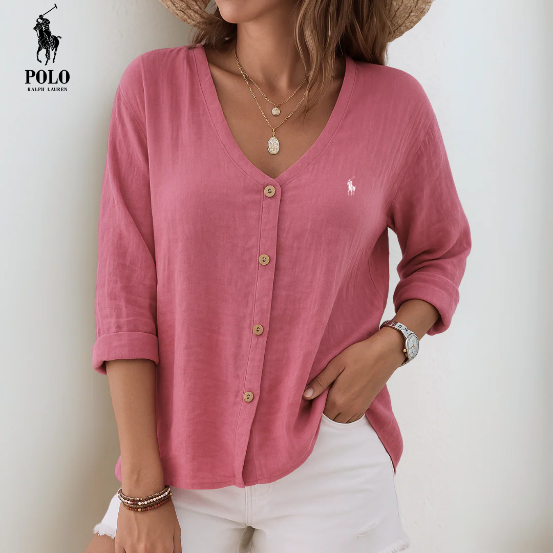 RL – Casual V-Neck Button Shirt