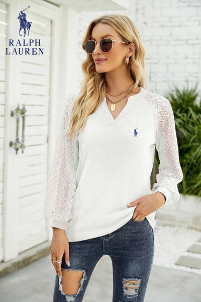 RL – Lace Sleeve Knit Top