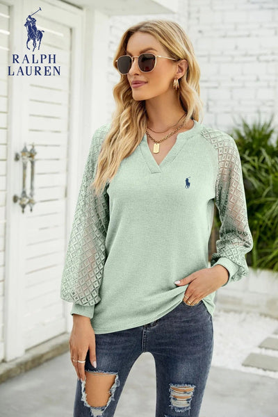 RL – Lace Sleeve Knit Top