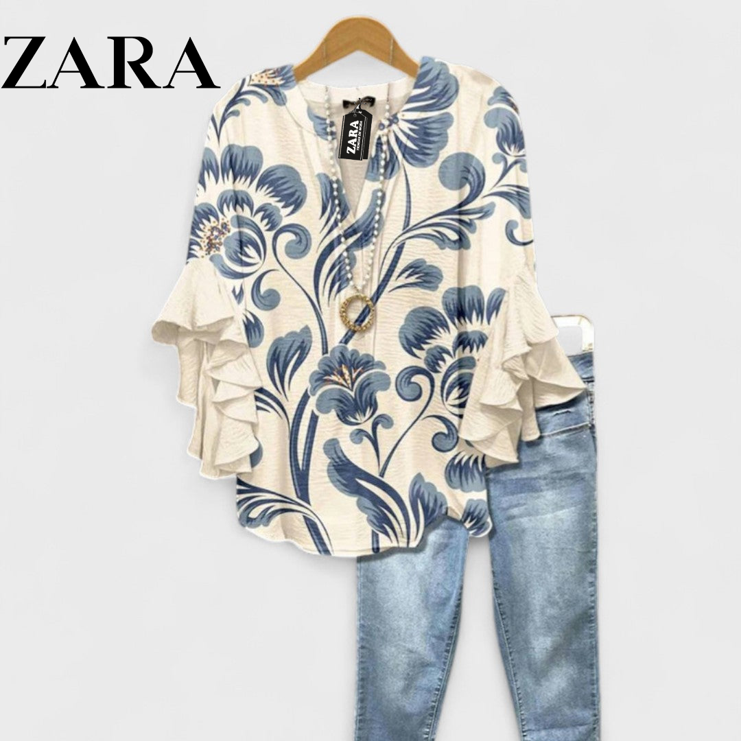 ZR – Floral Ruffle Sleeve Blouse