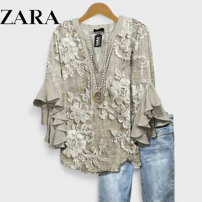 ZR – Floral Ruffle Sleeve Blouse