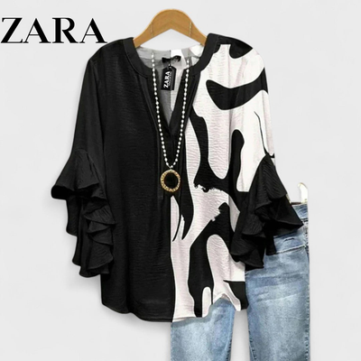 ZR – Floral Ruffle Sleeve Blouse