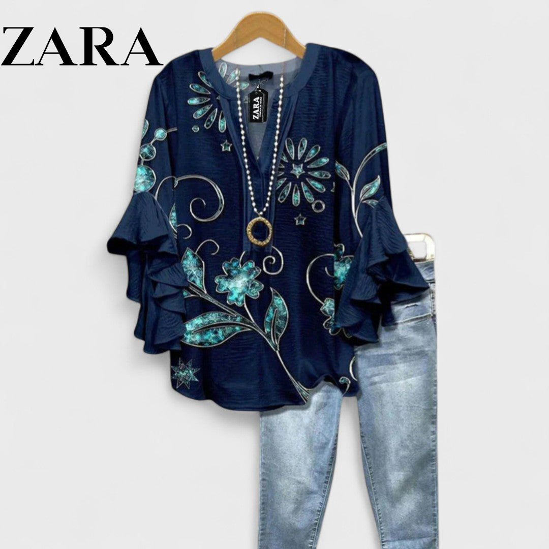ZR – Floral Ruffle Sleeve Blouse