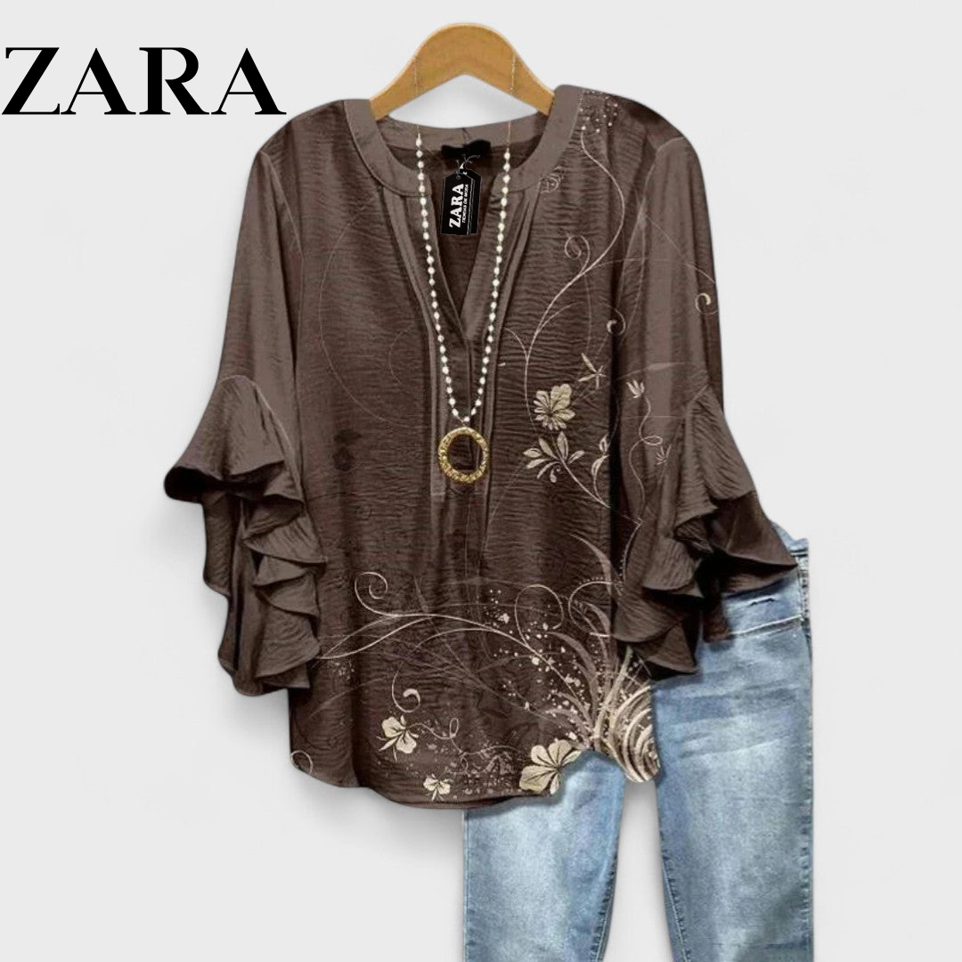 ZR – Floral Ruffle Sleeve Blouse