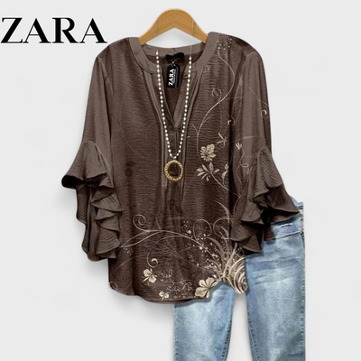 ZR – Floral Ruffle Sleeve Blouse