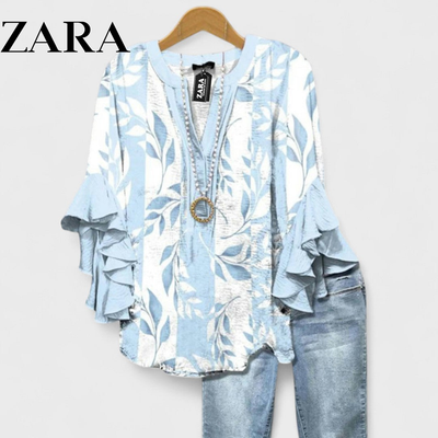 ZR – Floral Ruffle Sleeve Blouse